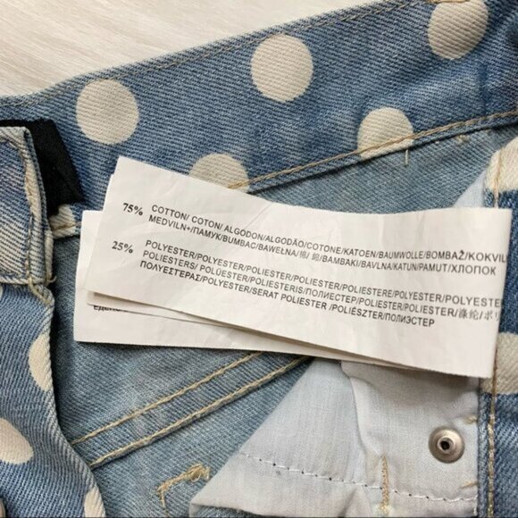 Revolve Mink pink Sugar Magnolia Jean Shorts Polka Dot Cut offs High Waist - Picture 15 of 16